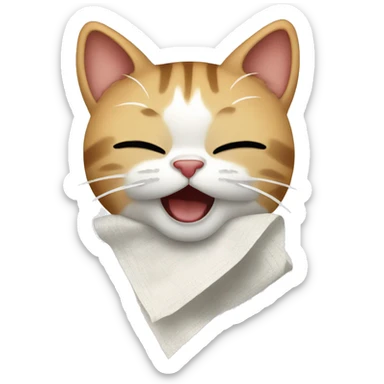 cat sneezes into a handkerchief sticker