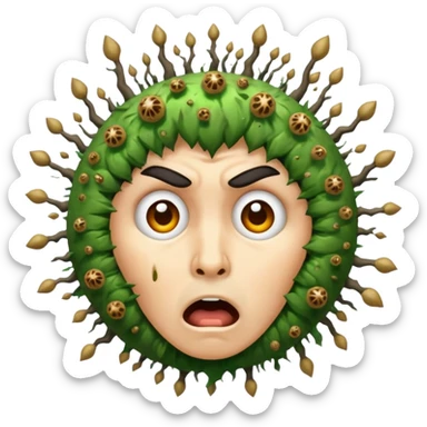 mystic druid shocked face with exploding spores sticker