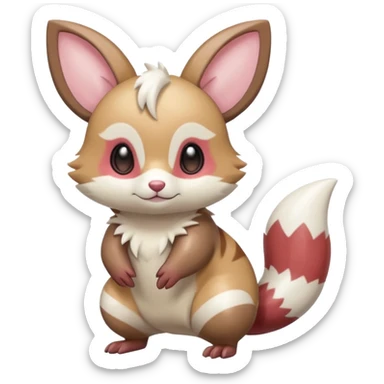Cute adorable shiny glossy silky soft smooth pastel Furret-Minccino-Zangoose-Buizel-hybrid-fusion, full body sticker