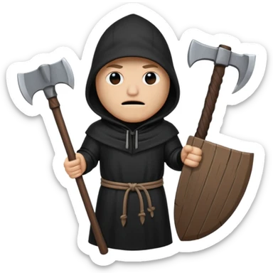 an executioner with a black hood/ sheet on his face so we can't see his face and a big axe in his hand sticker
