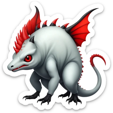 a translucent white with black belly and red eyes exotic edgy vernid-fionbri-creature full body sticker
