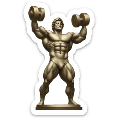 italian statue doing bodybuilding sticker