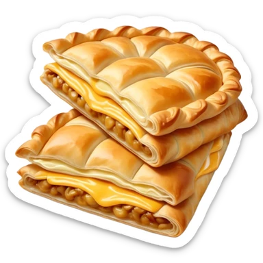 cinematic-realistic-burek-sa-sirom-dish-emoji,-showcasing-a-flaky-pastry-filled-with-cheese-rendered-with-crisp-textures-and-appetizing,-warm-lighting. sticker