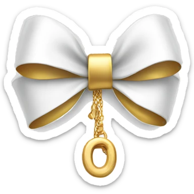 White bow whit gold chain sticker