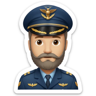 captain pilot bearded sticker
