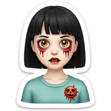 zombie emoji girl with short bangs and black hair sticker