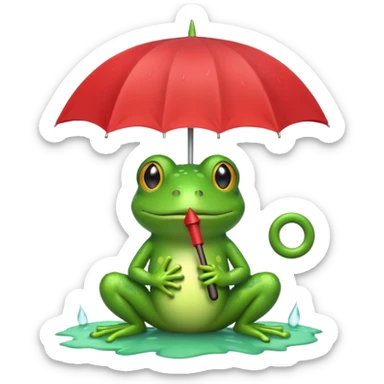 Frog with umbrella  sticker