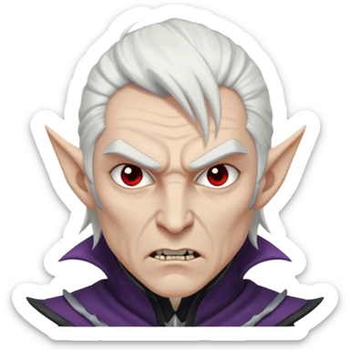 dark elf man, white hair, angry sticker