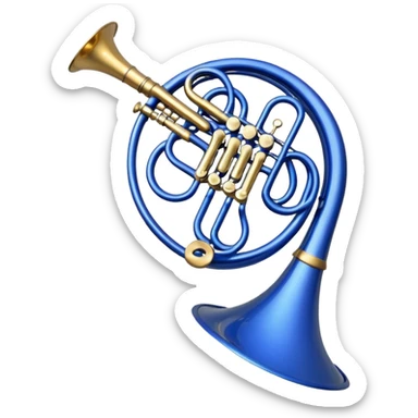 Blue french horn sticker