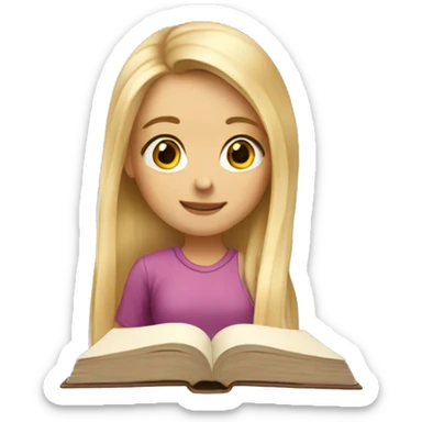 cute blonde girl with long hair studying  sticker