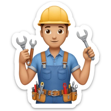 a handyman holding a wrench in this right hand sticker