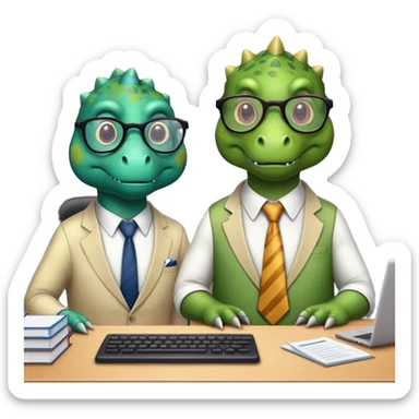 old dinosaurs working in an office sticker