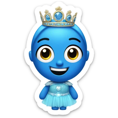 Blue mnm charachter with a tutu and tiara sticker