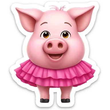 Pig wearing a pink skirt sticker
