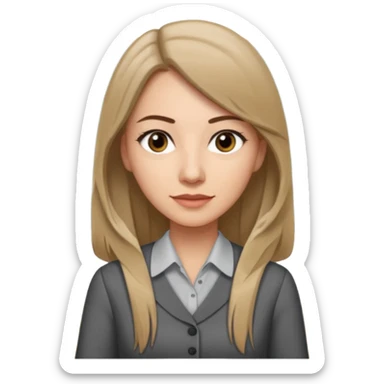 a woman in her 30´s, light skin with medium brown straight hair, long hair. Grey eyes, working as an teacher. No eyeglasses. sticker