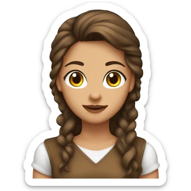 Una chica con pelo liso color castaño piel clara pecas en la nariz y cachetes y ojos verdes  sticker