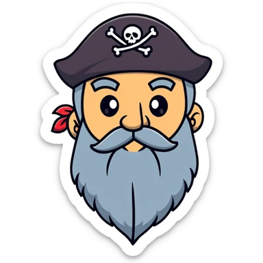 Old bearded pirate with eye patch and heart eyes looking with admiration sticker