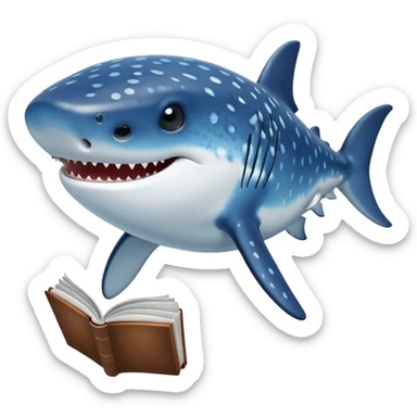 Whale shark reading a book sticker