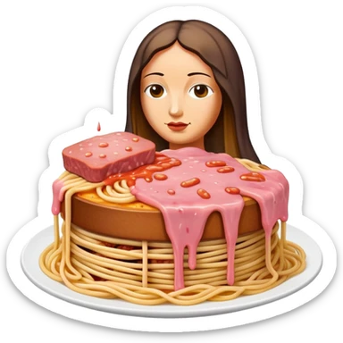  SPAM meat melted pink dripping sauce spaghetti monalisa  sticker