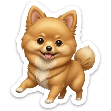 Create a cute tiny golden pomerania small not so furry- running playing and so sticker
