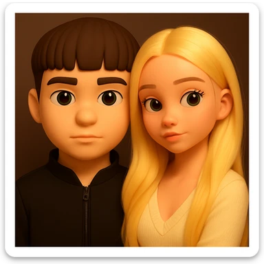 combine these two 3d emoji characters into one image, but keep them as two separate figures, each clearly visible and distinct sticker