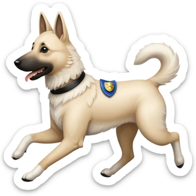 White belgian Shepard Runs away from police car sticker