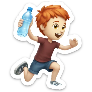 Red head boy flipping water bottle to land standing up right sticker