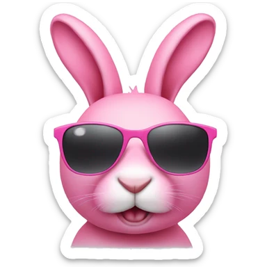 Pink bunny with sun glasses  sticker