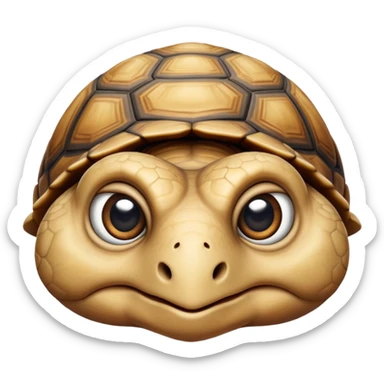 cinematic-tortoise-realistic--emoji,,-wrinkled-wise-face-peering-ahead-with-calm-determination,-cute large-eyes-reflecting-centuries of wisdom, sticker