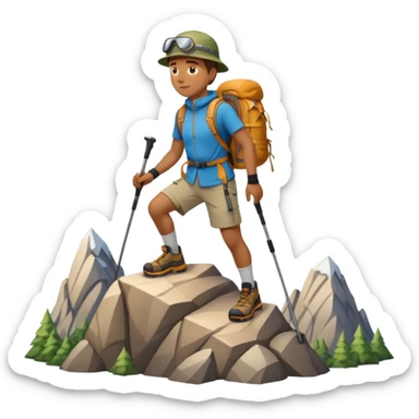 apple style emoji of a man on top of a mountain, mountain clearly under his feet sticker