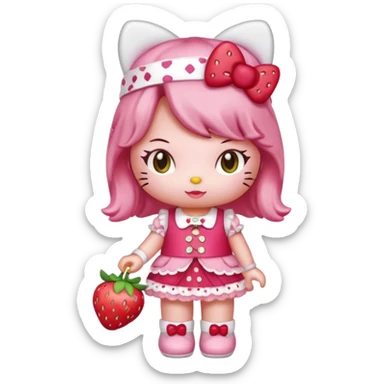 hello kitty strawberry shortcake pink sticker