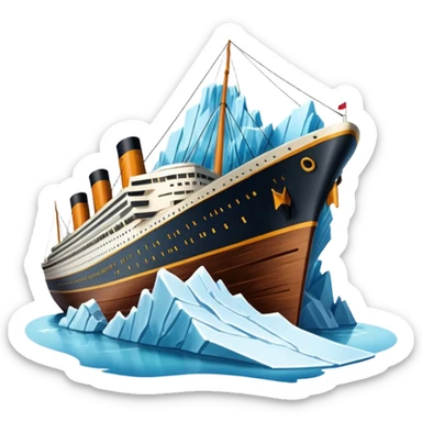titainic crashing into an iceberg sticker