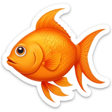 ridiculously derpy bright orange fish with wonky eye and goofy smile with drool, super friendly but extremely stupid looking, perfect flat side profile facing right, exactly 90 degrees, one eye visible sticker