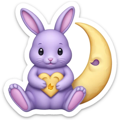 Lavender bunny holding a moon 🌙 🐰 sticker