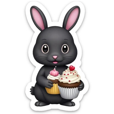 black Rabbit with cupcake sticker