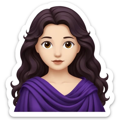 Proserpina from The Olympians with long dark brown wavy hair, dark purple stola sticker