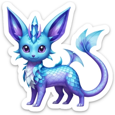 Shiny Nebulae Espeon-Lumineon-Vaporeon-Amaura-Glaceon-Dragonair-Fakémon-hybrid-creature (full body)  sticker
