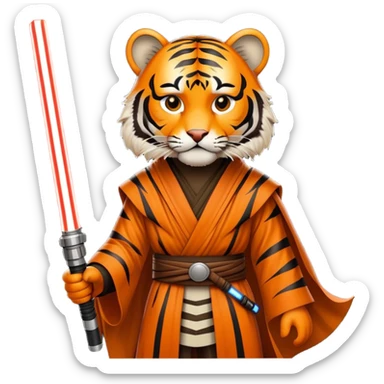 Tiger jedi knight with lightsaber sticker
