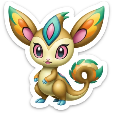 Colorful Exotic Meloetta-Vibrava-Amaura-Vernid-Trico-Kirby-Fakémon-creature-hybrid sticker