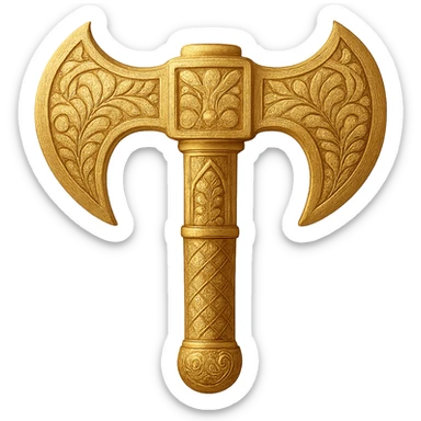 Recolor this weapon to a plated gold color with ornate engravings inlaid with diamonds. The gold should be rich and metallic, and the engravings should sparkle with diamond accents. Transparent background. sticker