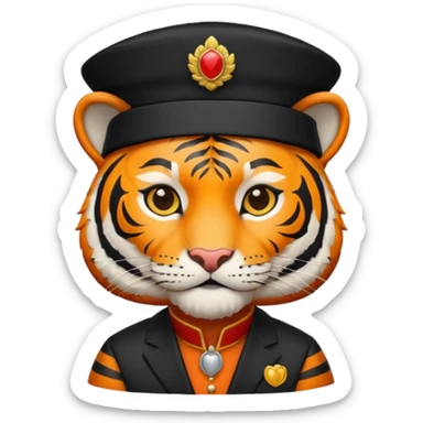 black suited tiger with fes hat sticker