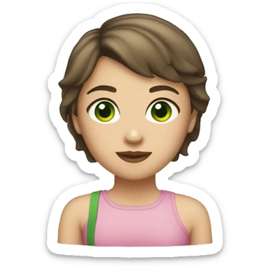 Girl with brunette short cut and green eyes  sticker