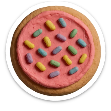 sugar cookie with pink frosting and pastel sprinkles sticker