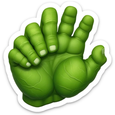 big muscular green cool hulks fist with  4 fingers sticker