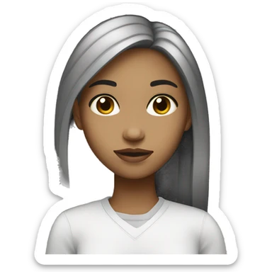 Light skin girl with black straight here sticker