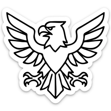 detailed 2d eagle emblem, intimidating and aggressive, sharp talons and beak sticker