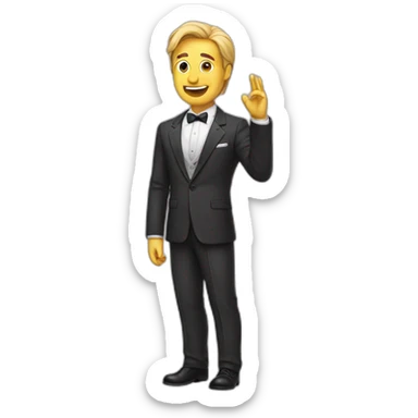 A man with a suit bows to the audience sticker