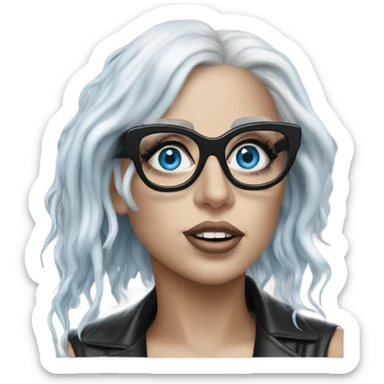Hyper Realistic lady gaga rain on me blue eyes black glasses  sticker