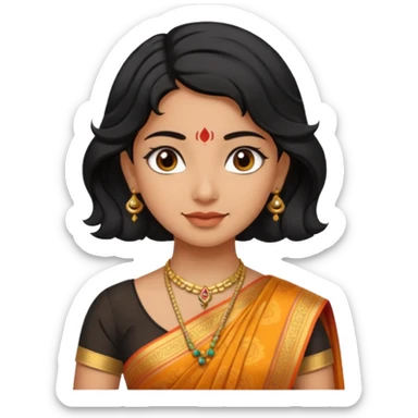 Indian fat girl south Indian wavy short black hair tan darker skin sticker