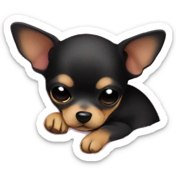 black & tan chihuahua puppy sleeping with a pink blanket  sticker